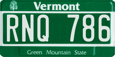 VT license plate RNQ786