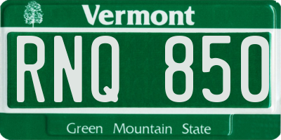 VT license plate RNQ850