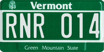 VT license plate RNR014