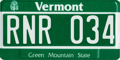 VT license plate RNR034
