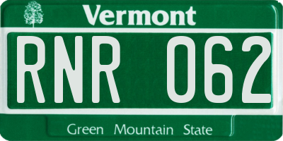 VT license plate RNR062