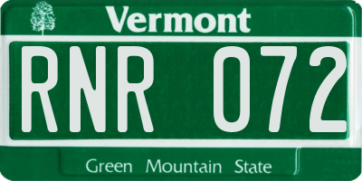 VT license plate RNR072