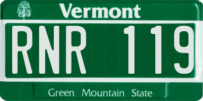 VT license plate RNR119