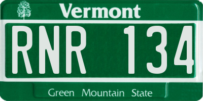 VT license plate RNR134