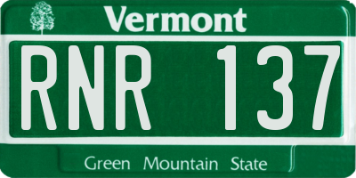 VT license plate RNR137