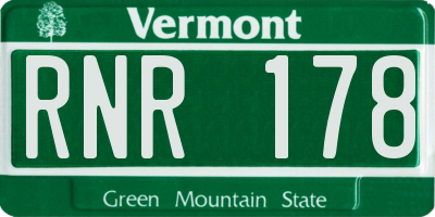 VT license plate RNR178