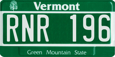 VT license plate RNR196