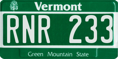 VT license plate RNR233