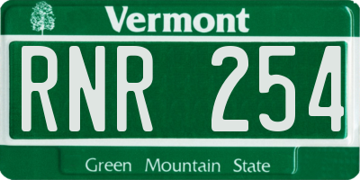 VT license plate RNR254