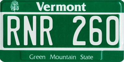 VT license plate RNR260