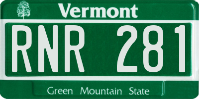 VT license plate RNR281