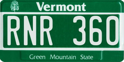 VT license plate RNR360