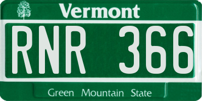 VT license plate RNR366