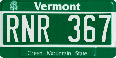 VT license plate RNR367