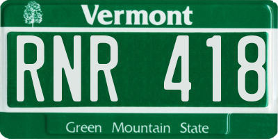 VT license plate RNR418