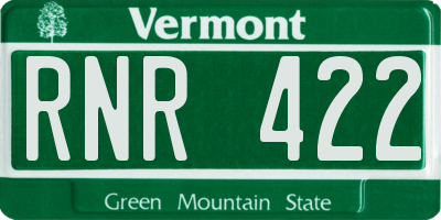 VT license plate RNR422