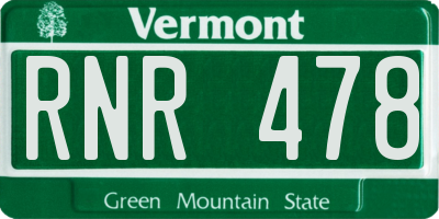 VT license plate RNR478