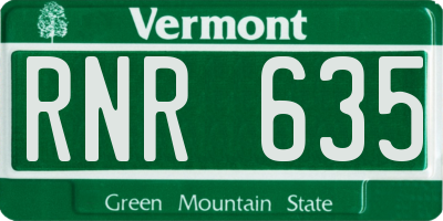 VT license plate RNR635