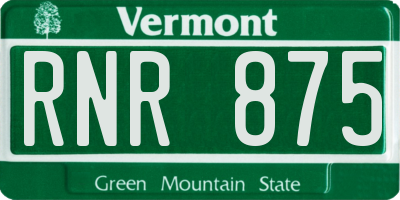 VT license plate RNR875