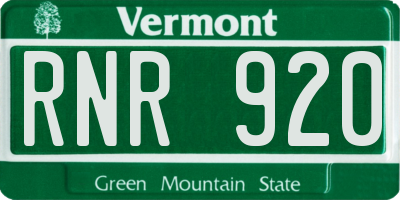 VT license plate RNR920