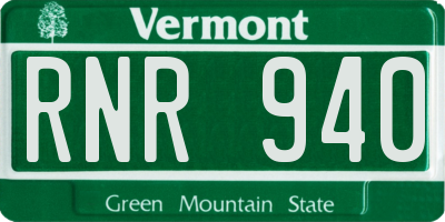 VT license plate RNR940