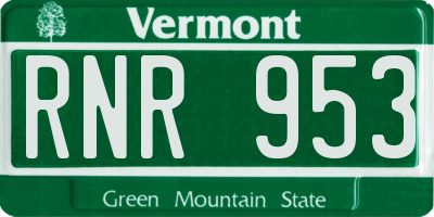 VT license plate RNR953