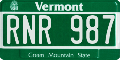 VT license plate RNR987