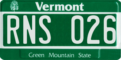 VT license plate RNS026