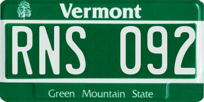 VT license plate RNS092