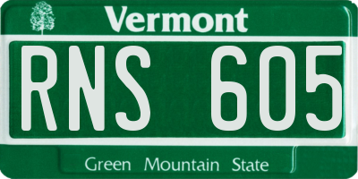 VT license plate RNS605