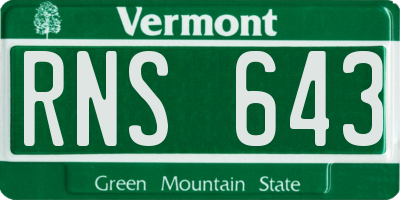 VT license plate RNS643