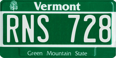 VT license plate RNS728