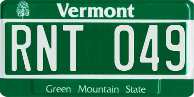 VT license plate RNT049