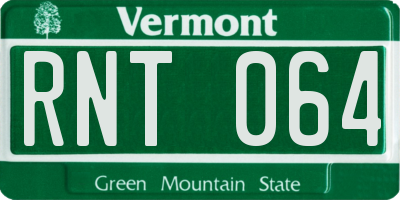 VT license plate RNT064