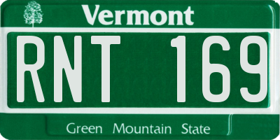 VT license plate RNT169