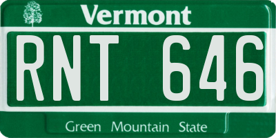 VT license plate RNT646