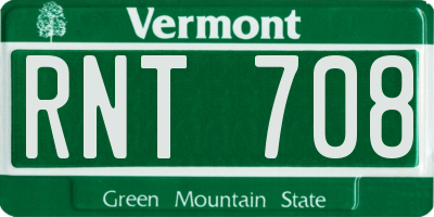 VT license plate RNT708