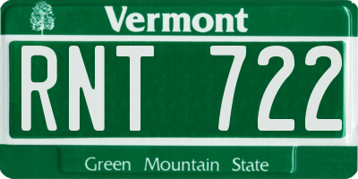 VT license plate RNT722