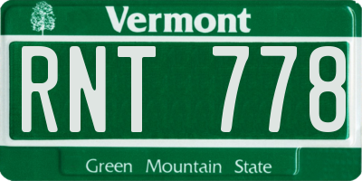 VT license plate RNT778