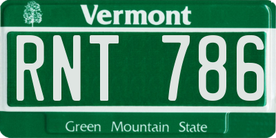VT license plate RNT786