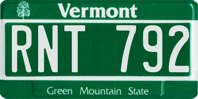 VT license plate RNT792