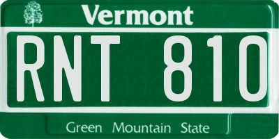 VT license plate RNT810