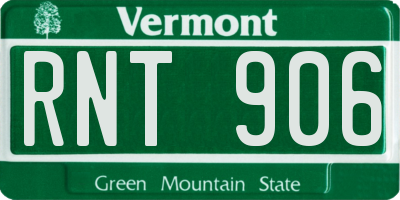 VT license plate RNT906