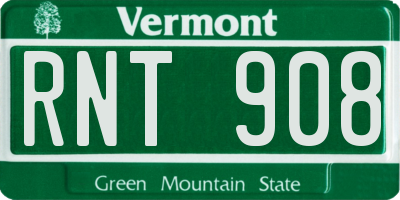 VT license plate RNT908