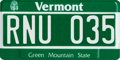 VT license plate RNU035