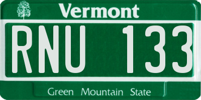 VT license plate RNU133