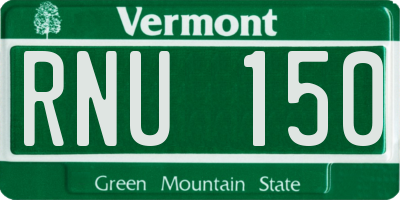 VT license plate RNU150