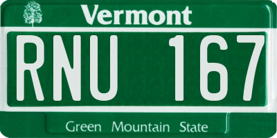 VT license plate RNU167