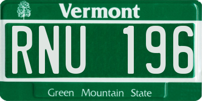 VT license plate RNU196