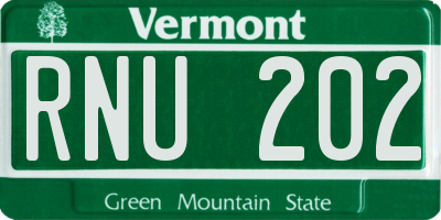 VT license plate RNU202